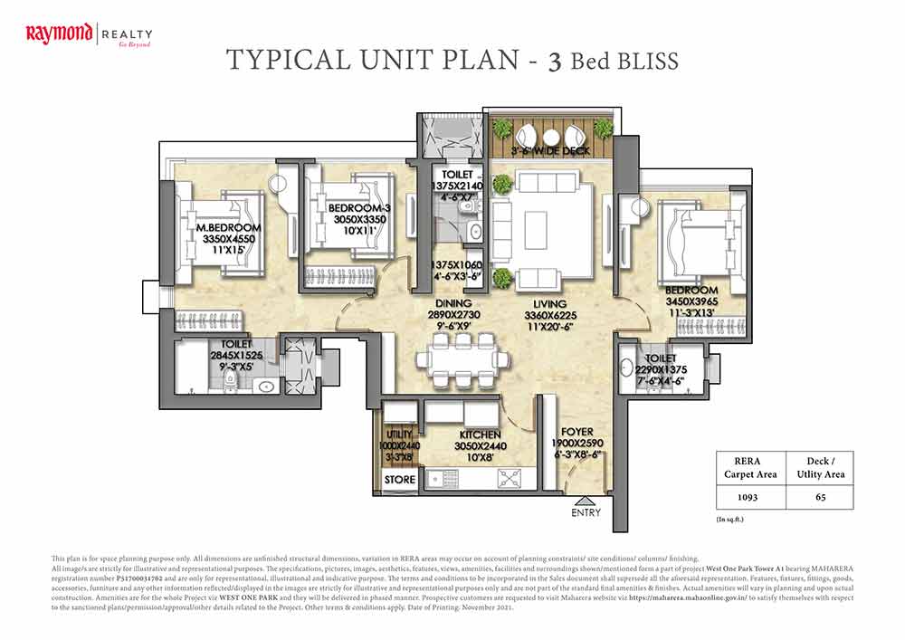 3 BHK Bliss Layout in Raymond Realty | The Address | Thane Pokhran Road