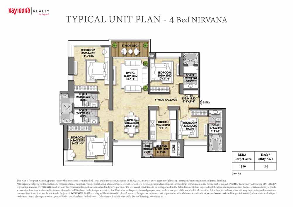 4 BHK Nirvana Layout in Raymond Realty | The Address | Thane Pokhran Road